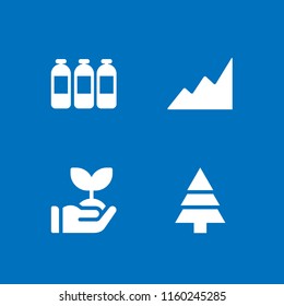 environment icon. 4 environment set with mountain, park, tree and bottle vector icons for web and mobile app