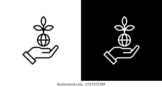 Environment icon black and white outline.