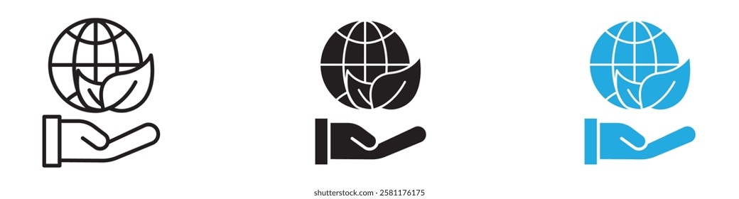 Environment icon black white vector outline