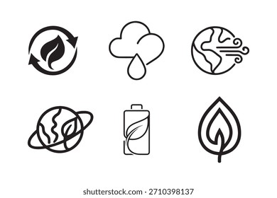 Environment icon bundle silhouette with white background