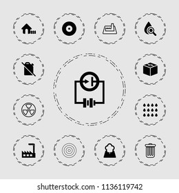 Environment icon. collection of 13 environment filled and outline icons such as house, tree, drop, no oil, factory, radiation. editable environment icons for web and mobile.
