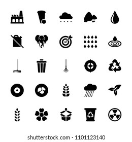 Environment icon. collection of 25 environment filled icons such as leaf, elephant, water drop, trash bin, recycle bin, rake. editable environment icons for web and mobile.