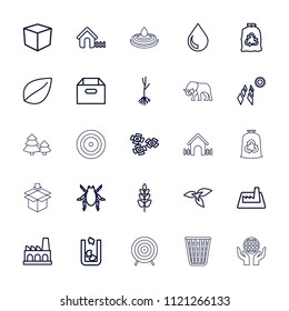 Environment icon. collection of 25 environment outline icons such as plant, trash bin, beetle, house, leaf, trash bag, box. editable environment icons for web and mobile.