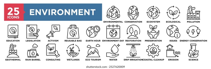 Environment icon collection set. Containing design environment, green, nature, ecology, business