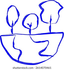 environment icon in doodle style. blue line doodle icon