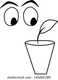 Environment icon. Element illustration ecology. Outline object. Web icon plant and eyes. Vector