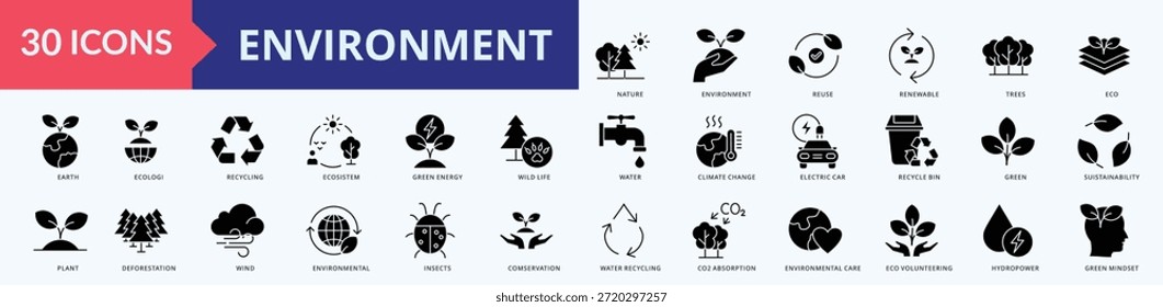 Environment Icon Pack Glyph Style Illustration Vector