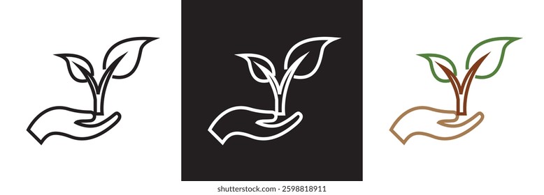 Environment icon.  plant, nature, green energy, trees, ecology etc.  Vector illustration. isolated on white and black background. EPS 10 