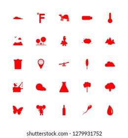 environment icon set about bottle, moon rover, drop and elephant vector set