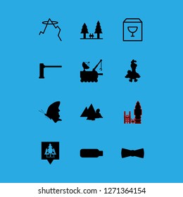 environment icon set about fragile, mountain, butterfly and battery vector set