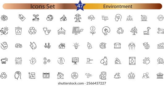 Environment icon set. Containing recycling, plant, nature, eco, earth, green energy, trees