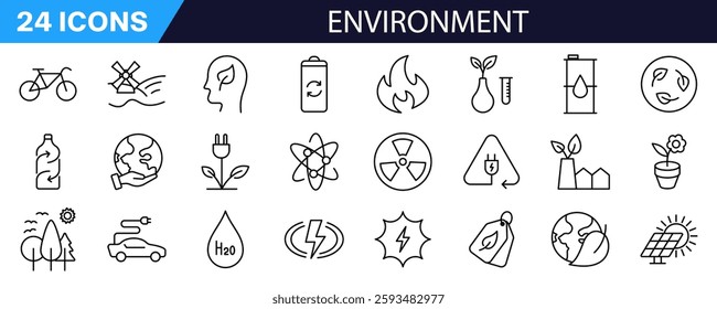 Environment icon set. Linear style. Ecology icon set.