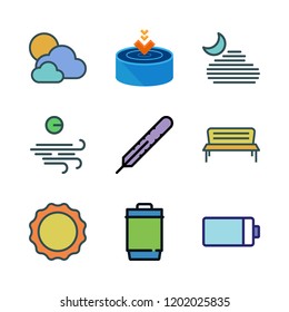 environment icon set. vector set about wind, cloudy, sun and bonsai icon icons set.