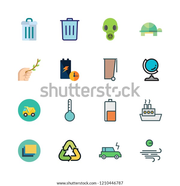 environment icon set. vector set\
about wind, layers, earth globe and thermometer icons\
set.