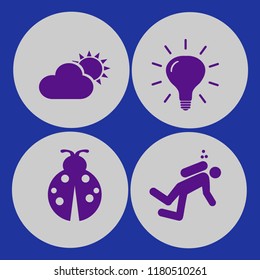 environment icon. environment vector icons set bulb, sun and cloud, ladybug and diver