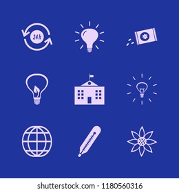 environment icon. environment vector icons set thermometer, bulb leaf, bulb and university campus