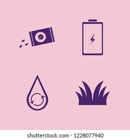 environment icon. environment vector icons set hydraulic energy, battery, sowing seeds and grass