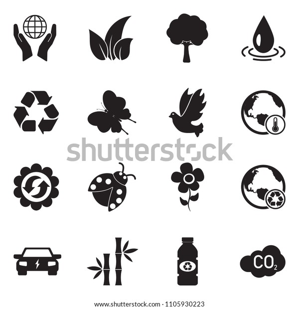 Environment Icons. Black Flat Design. Vector\
Illustration. 