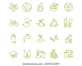 environment icons bundle. set of different icons of ecology. vector ecology icons.