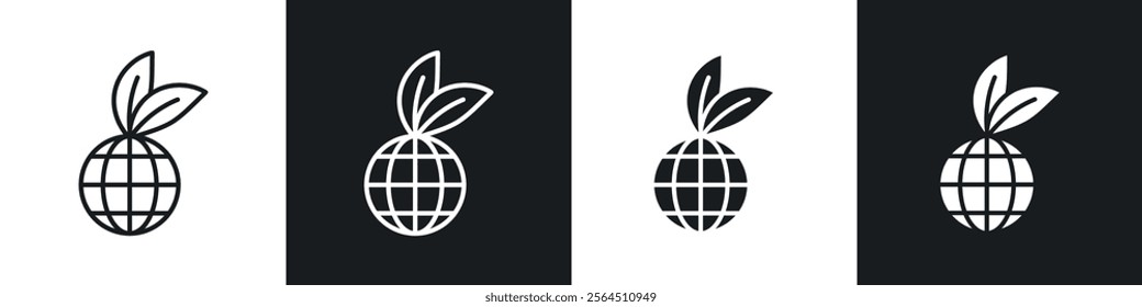 Environment icons collection in black filled and line style.