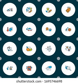 Environment icons colored line set with rare animals, green technology, eco fuel and other protection elements. Isolated vector illustration environment icons.