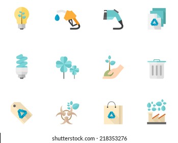 Environment icons in flat color style