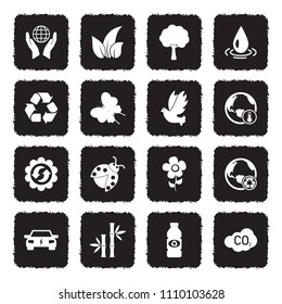 Environment Icons. Grunge Black Flat Design. Vector Illustration. 