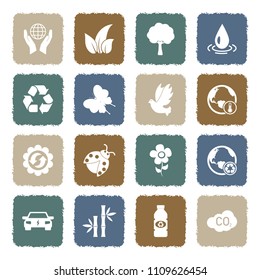 Environment Icons. Grunge Color Flat Design. Vector Illustration. 