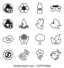 Environment Icons. Line With Fill Design. Vector Illustration.