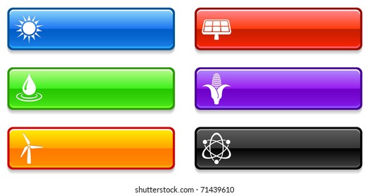 Environment Icons on Long Button Collection Original Illustration
