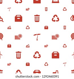 environment icons pattern seamless white background. Included editable filled trash bin, plant, factory, box, solar panel, recycle icons. environment icons for web and mobile.