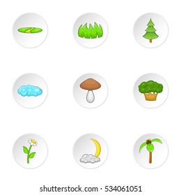 Environment icons set. Cartoon illustration of 9 environment vector icons for web