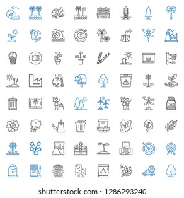 environment icons set. Collection of environment with tree, electric car, leaf, recycle bin, gas station, paper bin, target, box, seed. Editable and scalable environment icons.