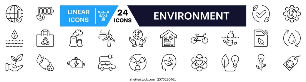 Environment Icons set. Eco-friendly Icons. Linear style.
