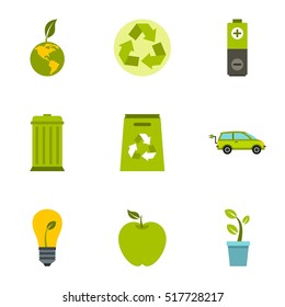 Environment icons set. Flat illustration of 9 environment vector icons for web