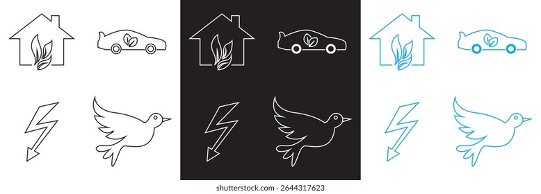 Environment icons set. icon for plants, insects, animals, and more.  Vector illustration. EPS 10