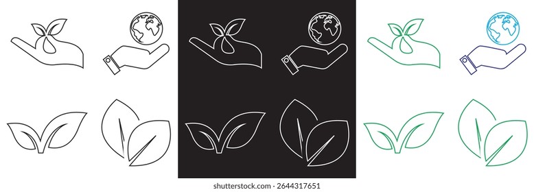 Environment icons set. icon for plants, insects, animals, and more.  Vector illustration. EPS 10