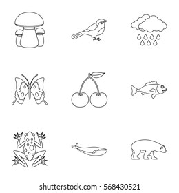Environment icons set. Outline illustration of 9 environment vector icons for web