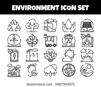 Environment icons set outline vector illustration