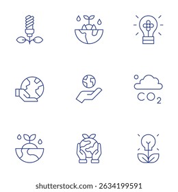 Environment icons set. Thin Line style, editable stroke. sustainable, co2, bio, ecology and environment, environment, ecology.