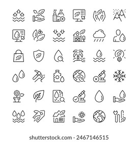 Environment icons set. Vector line icons. Black outline stroke symbols