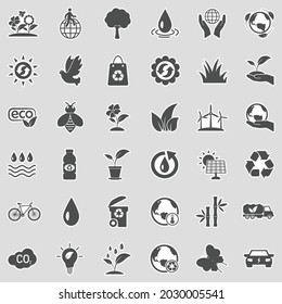 Environment Icons. Sticker Design. Vector Illustration.