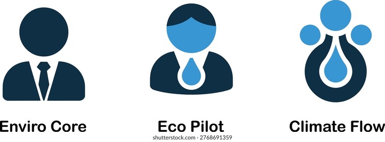Environment icons: user core eco pilot climate flow with environment sustainability conservation development resource management initiative awareness perspective strategy progress