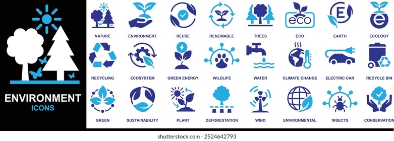 Ícones de ambiente Vetor, Gráficos, Ilustração, Arte de símbolos.