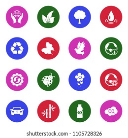 Environment Icons. White Flat Design In Circle. Vector Illustration. 