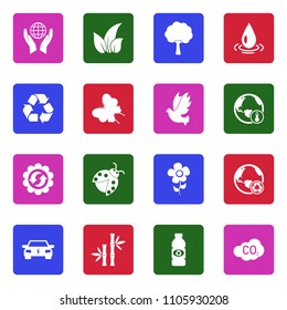 Environment Icons. White Flat Design In Square. Vector Illustration. 