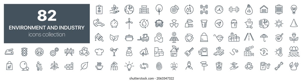 Environment and industry line icons collection. Vector illustration eps10