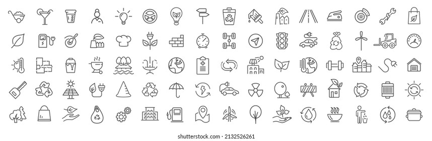 Environment and industry line icons collection. Big UI icon set. Thin outline icons pack. Vector illustration eps10