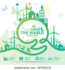 Ecologygreen Cities Help World Ecofriendly Concept Stock Vector ...