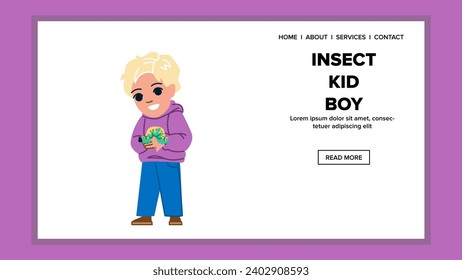 environment insect kid boy vector. nature girl, education outdoor, child flower environment insect kid boy web flat cartoon illustration